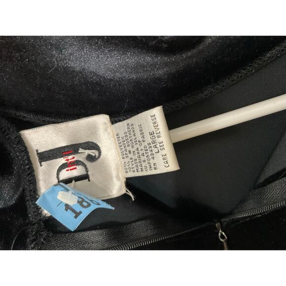 DJ Int'l VTG 90s Black Velvet Turtleneck Fit & Flare Dress Size Large Stretch - Picture 5 of 5